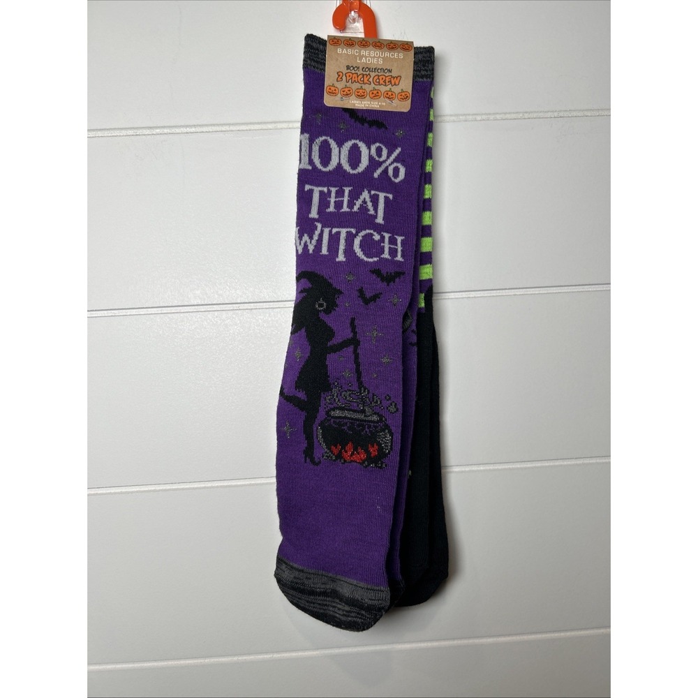 Boo! Collection 2 Pack Crew Socks‎ Women's 4-10 Halloween